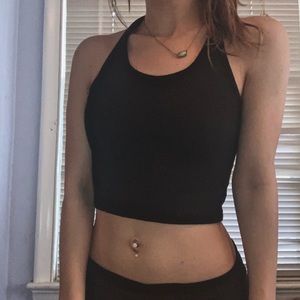 Cropped black halter